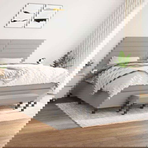  Krevet box spring s madracem svjetlosiva 160x200 cm tkanina Slike