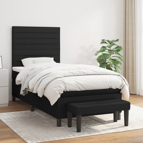 VidaXL Box spring postelja z vzmetnico črna 80x200 cm blago Slike