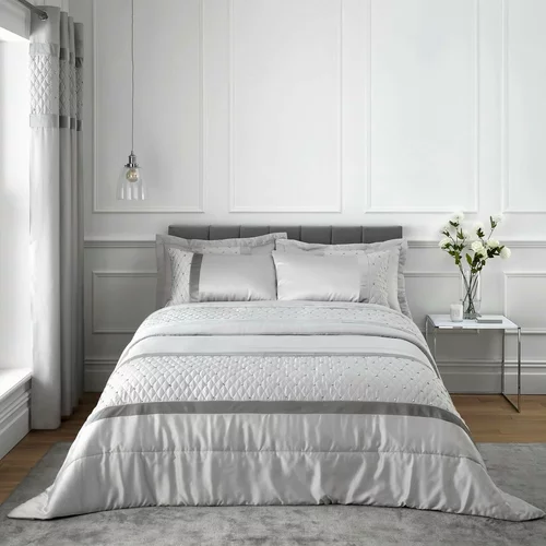 Catherine Lansfield Sivi satenski prekrivač za bračni krevet 240x260 cm –
