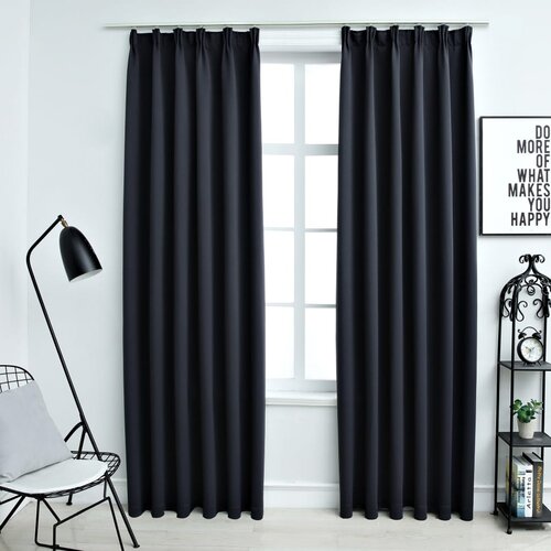 VidaXL Zatemnitvene zavese z obe&amp;scaron;ali 2 kosa antracitne 140x175 cm, (20769190) Slike