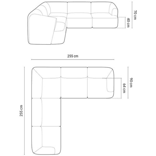 Cosmopolitan Design Bež kotna sedežna garnitura iz rebrastega žameta Campi &amp;ndash; Slike
