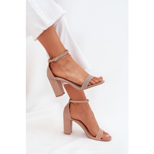 Boto Shiny Women's Heeled Sandals Rose Gold Kavina Cene