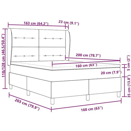  Podna opruga s madracem Tamno siva 90x190 cm Sivo-smeđa tkanina - Sivo-smeđa 160 x 200 cm S gumbima Slike