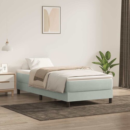 VidaXL Box Spring krevet s madracem svijetlo sivi 90x210 cm bar&amp;scaron;un Slike