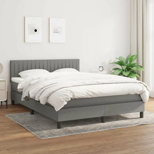  Box spring postelja z vzmetnico temno siva 140x200 cm blago, (20902279)