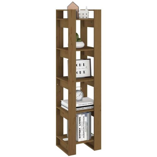VidaXL knjižna omara/pregrada medeno rjava 41x35x160 cm trdna borovina Slike