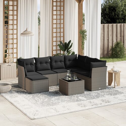 VidaXL 8-dijelni set vrtnih sofa od poliratana s jastucima svjetlosivi Slike