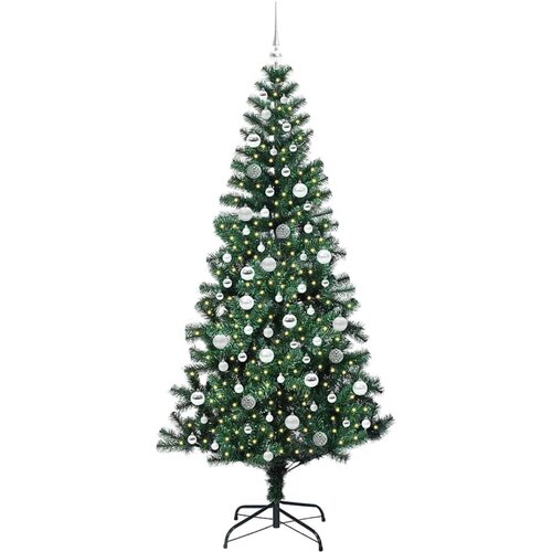 VidaXL Umjetno predsvijetljeno božićno drvce Zelena 210 cm PVC i metal Slike