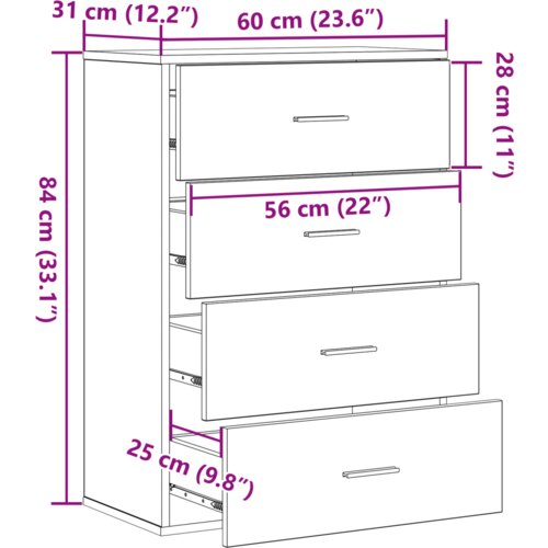 VidaXL Ormarić / Komoda Crni hrast 60 x 39 x 80 cm Konstruirano drvo Slike
