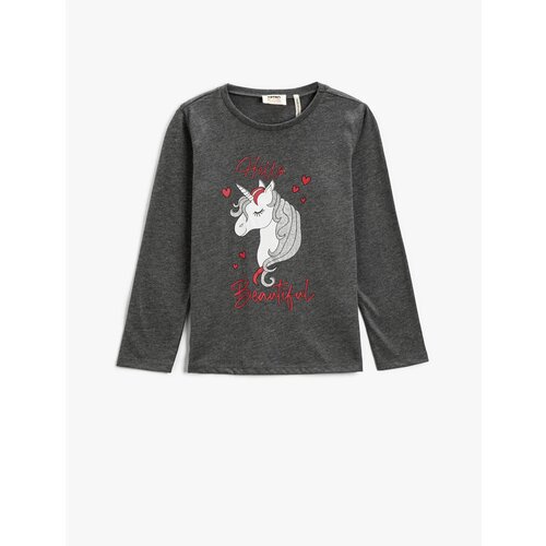 Koton Unicorn Printed Long Sleeved T-Shirt Crew Neck Slike