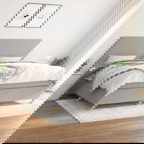  Box spring postelja z vzmetnico svetlo siva 180x200 cm blago, (20790853) Cene