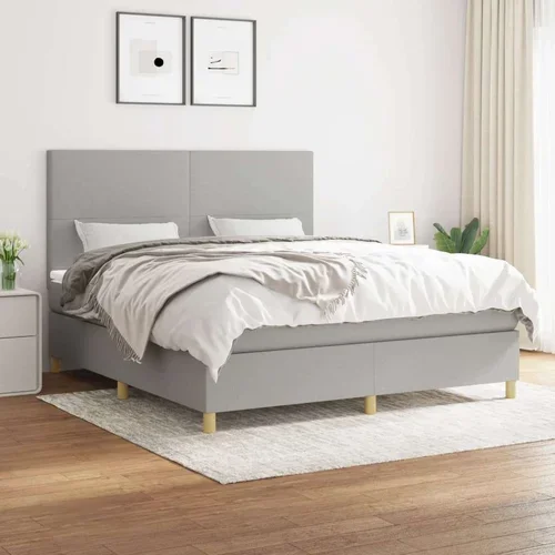  Box spring postelja z vzmetnico svetlo siva 180x200 cm blago, (20790853)