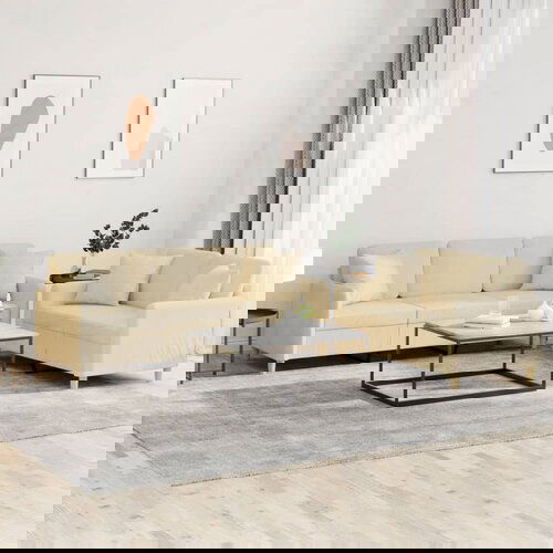 vidaXL Sedežna garnitura 2-delna z vzglavniki krem blago Cene