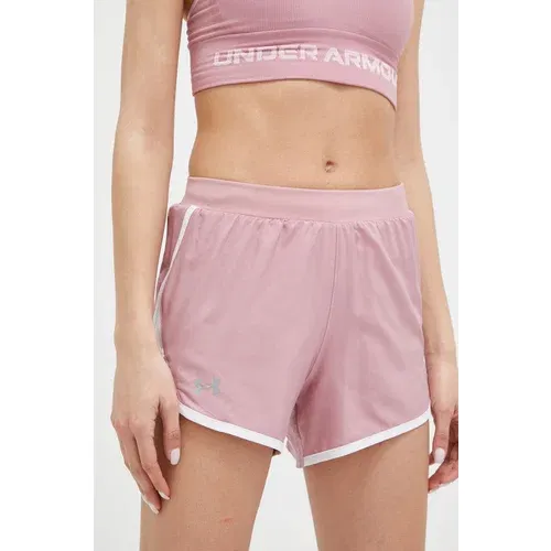 Under Armour Kratke hlače za trčanje za žene, boja: ružičasta, glatki materijal, srednje visoki struk