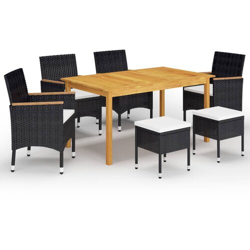 vidaXL 7-dijelni vrtni blagovaonski set crni Cijene