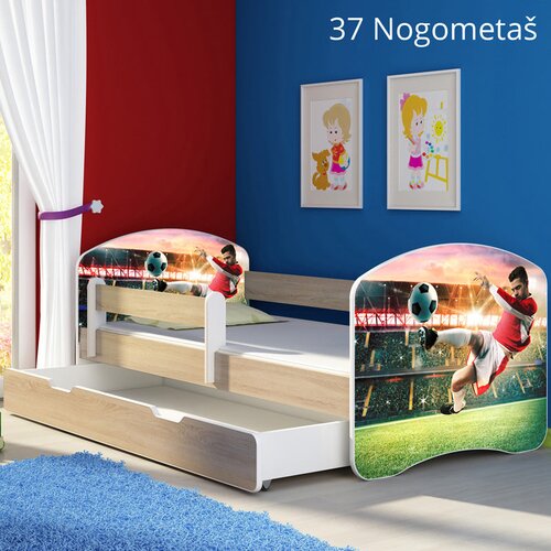 Otroška postelja ACMA z motivom, stranica sonoma + predal 180x80 cm 37 Nogometaš Cene