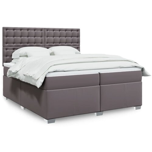  The Living Store Box spring postelja z vzmetnico siva 200x200 cm umetno usnje - Box Spring Postelja, (21457843) Slike