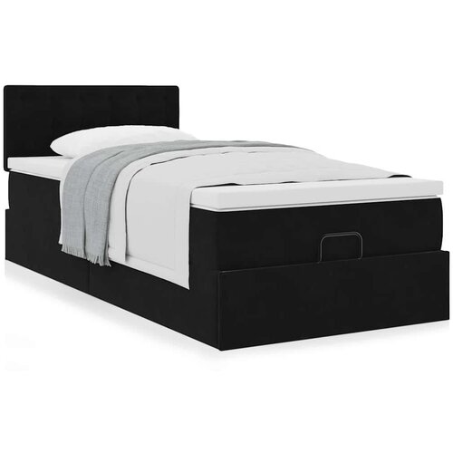 vidaXL otomanski okvir kreveta s madraca crni 90x200cm baršunasti Cene