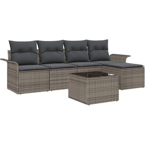vidaXL Vrtna sedežna garnitura z blazino 6 pcs Siva poli ratan, (5000145714) Cene