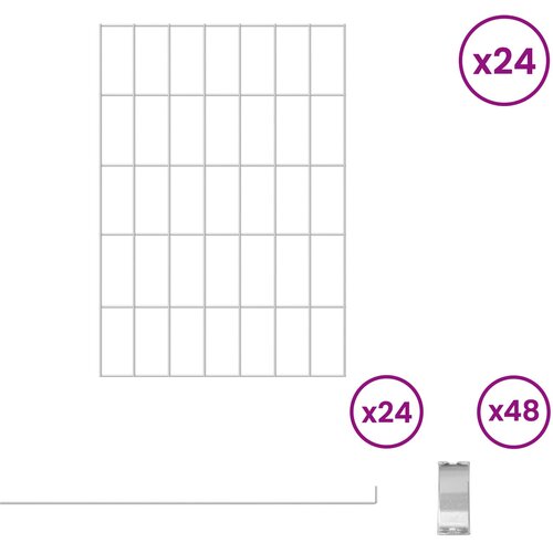  Ograda za vrt s kolčićima 24 pcs 35 x 50 cm Mesh Srebrna Slike
