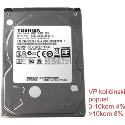 Toshiba 2.5 ** 1TB MQ01ABD100V 8mb 5400rpm SATA 9.5mm Cene