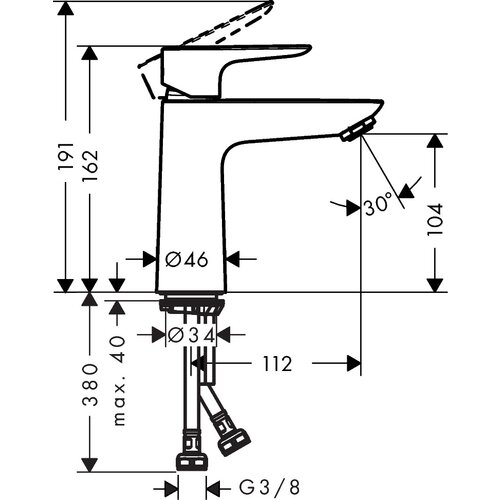 Hansgrohe enoročna armatura za umivalnik Talis E 110 z zgornjim delom sifona (71711000) Slike