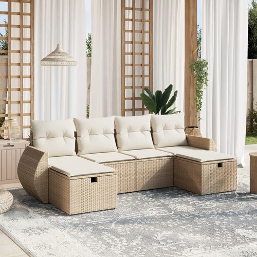  6-dijelni set vrtnih sofa od poliratana s jastucima Slike