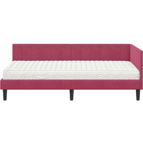  Kutni krevetni okvir s madracem 2 kom. Vinska crvena 100 x 200 cm Slike