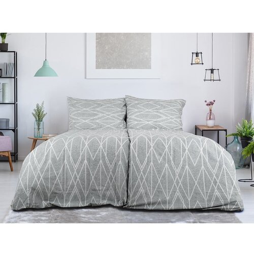 B.E.S. Siva posteljina za krevet za jednu osobu od krepa 140x200 cm Gray Stripes &amp;ndash; Slike