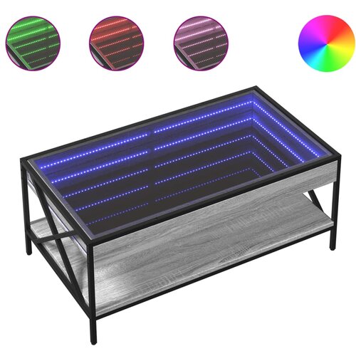 Maison Chic Klubska mizica - kavna mizica - Nizka mizica z neskončnimi LED siva sonoma 90x50x38 cm, (21752080) Slike