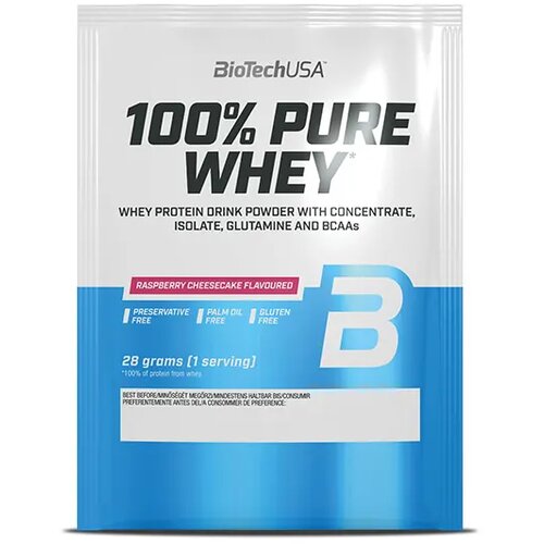 BioTech USA Whey Protein 100% Pure, Malina cheesecake, 28g Slike