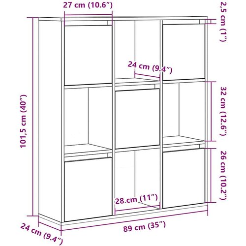 VidaXL Regal za knjige boja hrasta 89x24x101,5 cm konstruirano drvo Slike