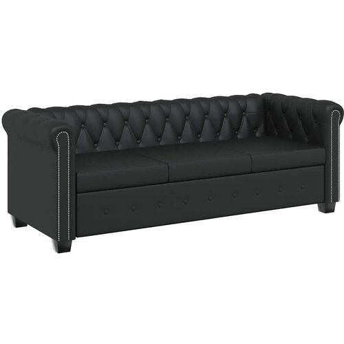  Trosjed Chesterfield od umjetne kože crni Slike