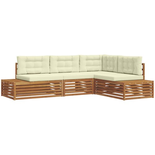  5 kom. Set vanjskih sofa Čvrsto drvo akacije i poliester Slike