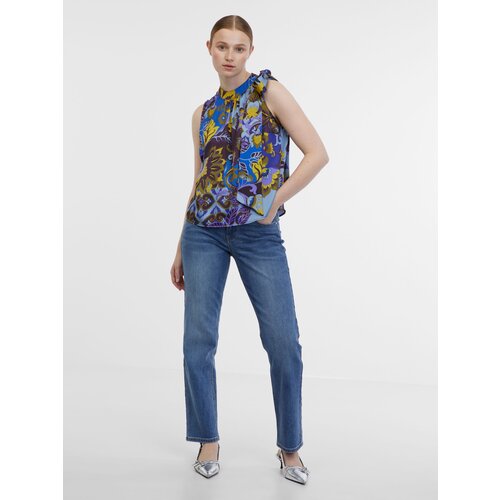 Orsay Blue Women's Patterned Satin Blouse - Women's Cene