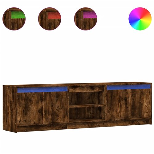 Maison Chic TV omarica - TV stojalo - Televizijska omarica LED dimljeni hrast 180x34x50 cm inženirski les, (21701896) Slike
