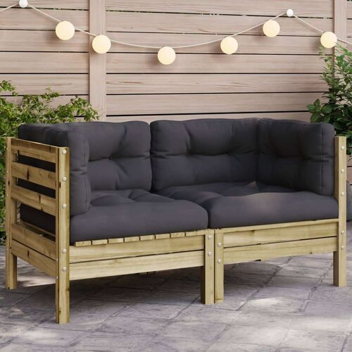  Kutna vrtna sofa s jastucima od impregnirane borovine Slike