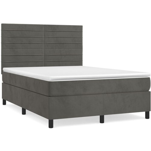  Box spring postelja z vzmetnico temno siva 140x200 cm žamet Cene
