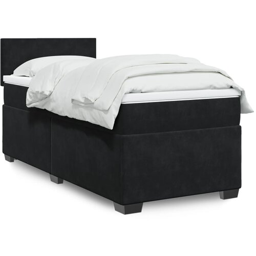  The Living Store Box spring postelja z vzmetnico črna 100x200 cm žamet - Box Spring Postelja, (21521241) Cene