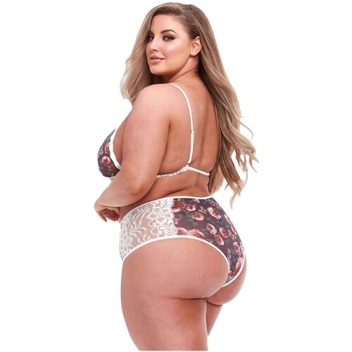 BACI Plus Size - komplet grudnjaka s cvjetnim čipkama i visokim strukom Slike
