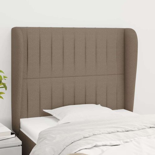  Vzglavje z u&amp;scaron;esi taupe 93x23x118/128 cm blago Slike