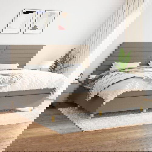  The Living Store Box spring postelja z vzmetnico taupe 200x200 cm blago - Box Spring Postelja, (21512255) Cene