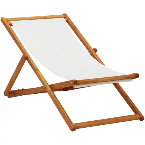  Sklopiva stolica za plažu od drva eukaliptusa i tkanine bijela