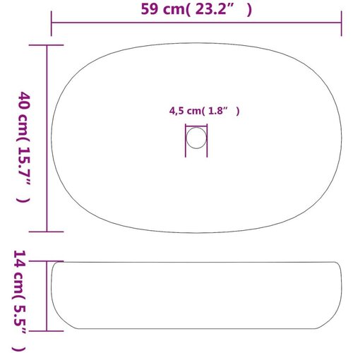  umivaonik sivo-crni ovalni 59x40x14 cm keramički Slike