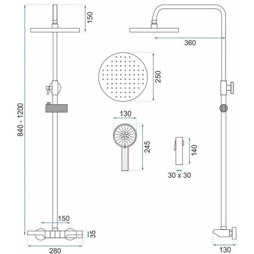 Rea Tu&amp;scaron; set s termostatom Savio Titanium Slike