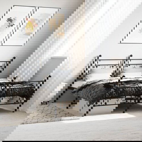 VidaXL Metalni okvir kreveta uzglavlje i podnožje crni 140x190 cm Slike