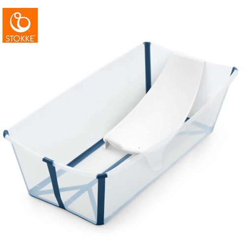 Stokke kad Flexi bath X-large Bundle z oporo za novorojenčka transparent blue Cene