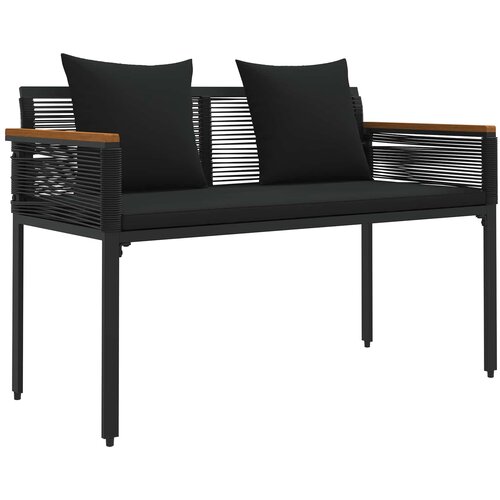  Vanjska klupa s jastukom Crna 117 x 54 x 74.5 cm poliratan Slike