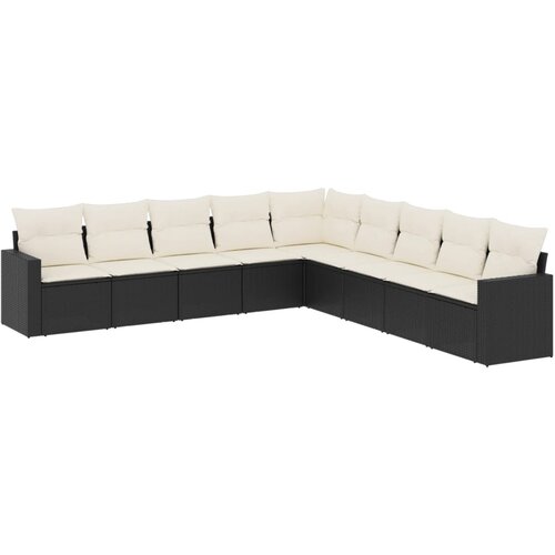  9-dijelni set vrtnih sofa s jastucima crni od poliratana Crna 65.5 x 62 x 69 cm Slike