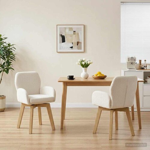 vidaXL Okretne blagovaonske stolice 2 pcs Bouclé Krem 54 x 58 x 87 cm Cene